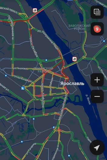 С пяти вечера в городе пробки 9 баллов | Источник: Яндекс. Карты