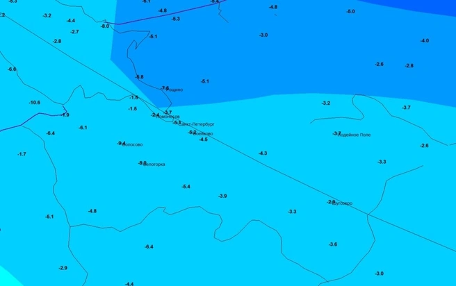 Зацепило. Температура в Петербурге опустилась до минимума с начала осени | Источник: телеграм-канал Михаила Леуса