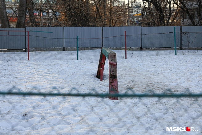 Помимо детской, в Камушках сохранилась площадка для выгула животных, на которой всего один снаряд | Источник: Артем Устюжанин / MSK1.RU
