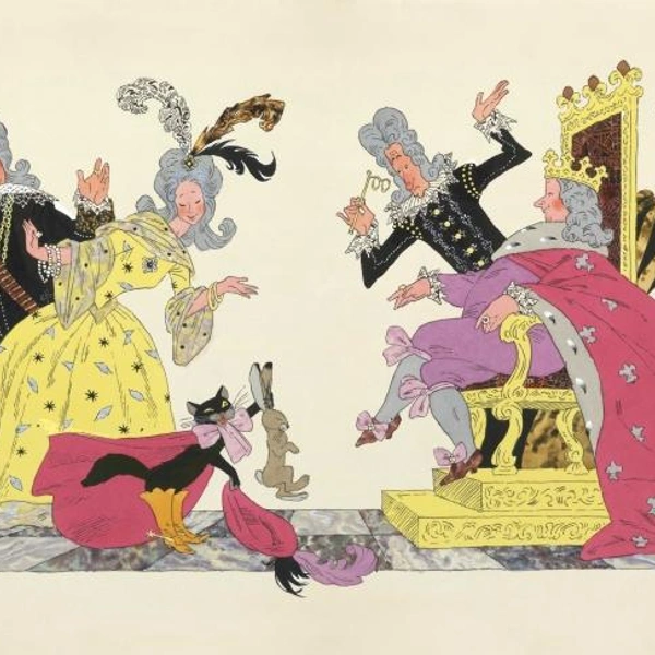 Эрик Булатов, Олег Васильев. Рисунок для книги Шарля Перро «Кот в сапогах». 1971. Бумага, тушь, гуашь, акварель. | Источник: Эрик Булатов