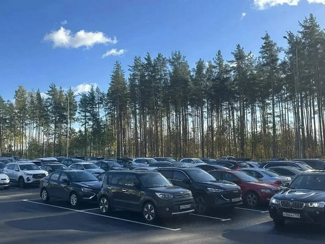 Новая автостоянка у онкоцентра в Песочном | Источник: Парковки и велодорожки СПб / Телеграм
