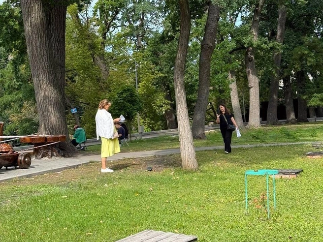 Сейчас в Горпарке, по-видимому, проводят инвентаризацию объектов | Источник: Прямое включение из Городского парка / Telegram