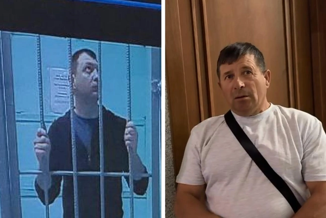 Отец Юрия Золотко (справа) пришел поддержать сына | Источник: Алиса Глинских, Евгений Кошек / E1.RU