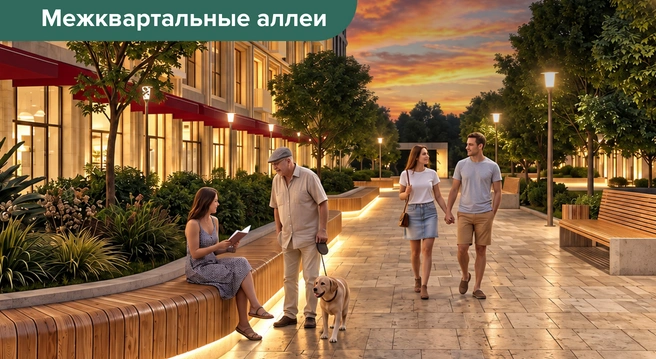 В квартале также предусмотрены собственный подземный паркинг и ретейл-галерея с выходом на Центральный бульвар | Источник: «Гринвич недвижимость»