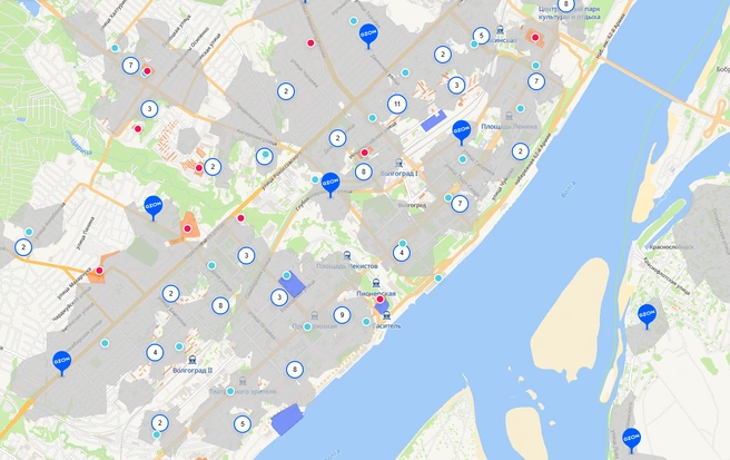 В серых зонах открыть ПВЗ нельзя, в синих и оранжевых показывают процент и гарантию дохода | Источник: pvz-map.ozon.ru