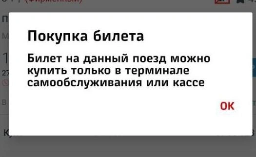 Билет через приложение не купить | Источник: РЖД