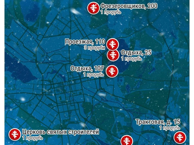 Карта с расположением крещенских купелей в Екатеринбурге | Источник: Филипп Сапегин / E1.RU