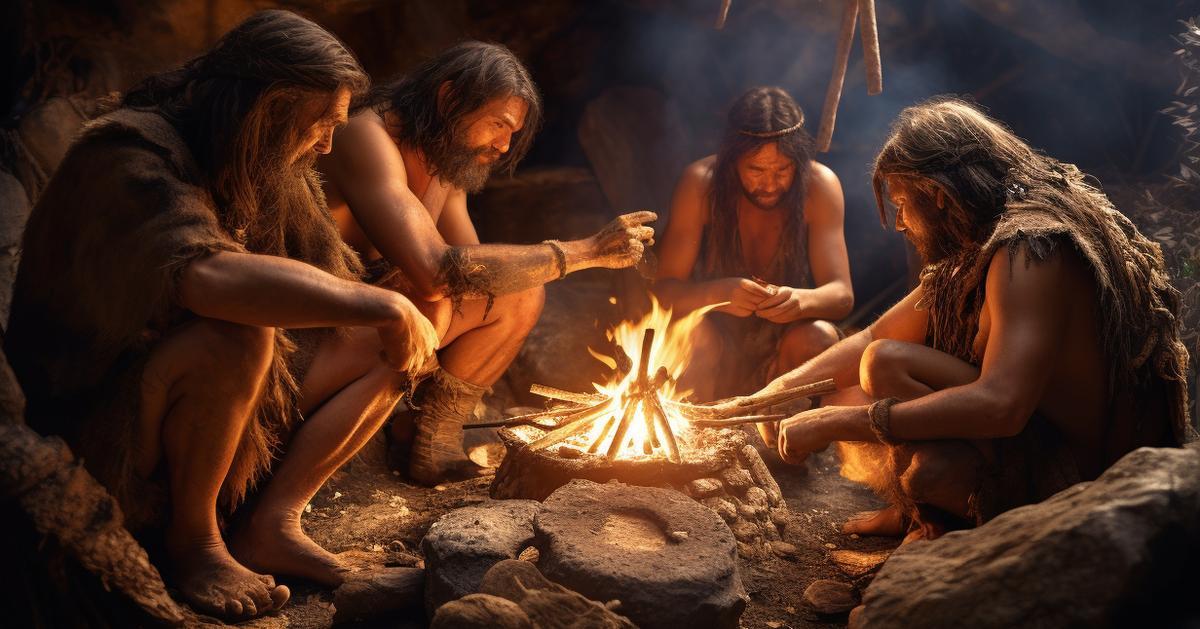 первобытные люди у костра