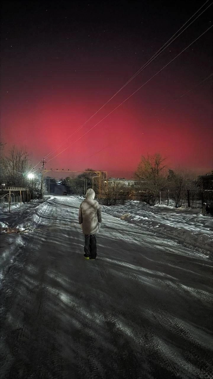 Северное сияние в Горячем Ключе | Источник: DreamerAndrey / T.me
