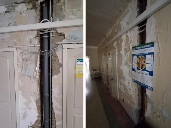 Штукатурка осыпается даже в палатах. | Источник: Клуб Смешанных Единоборств «Бердск / ВКонтакте