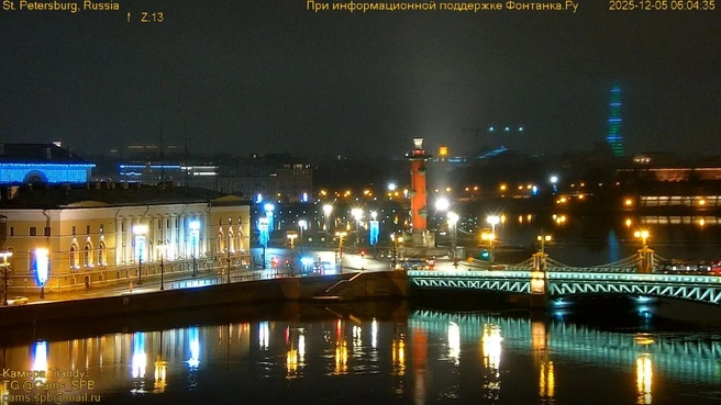 В Петербурге всё еще плюс, но уже не только дождь, но и мокрый снег | Источник: кадр супервидовой веб-камеры