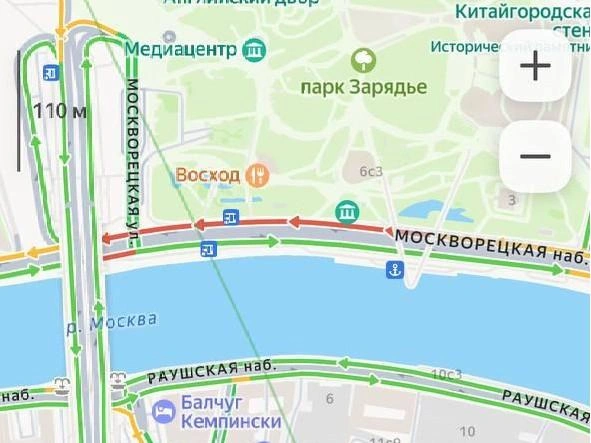 На участке дороги, где произошло ЧП, образовалась пробка | Источник: Яндекс Карты