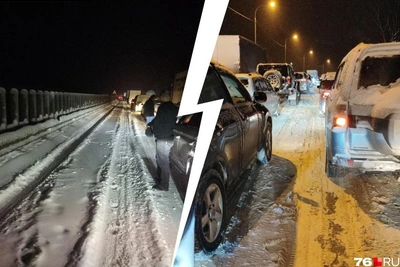 Пробка на трассе М-8 в Ярославской области