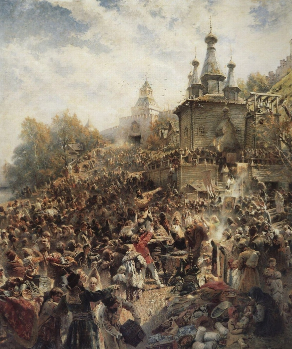 Одна из самых известных картин о Смуте&nbsp;— «Воззвание Минина к нижегородцам» (1896). Это вторая по величине картина в России | Источник: Константин Маковский