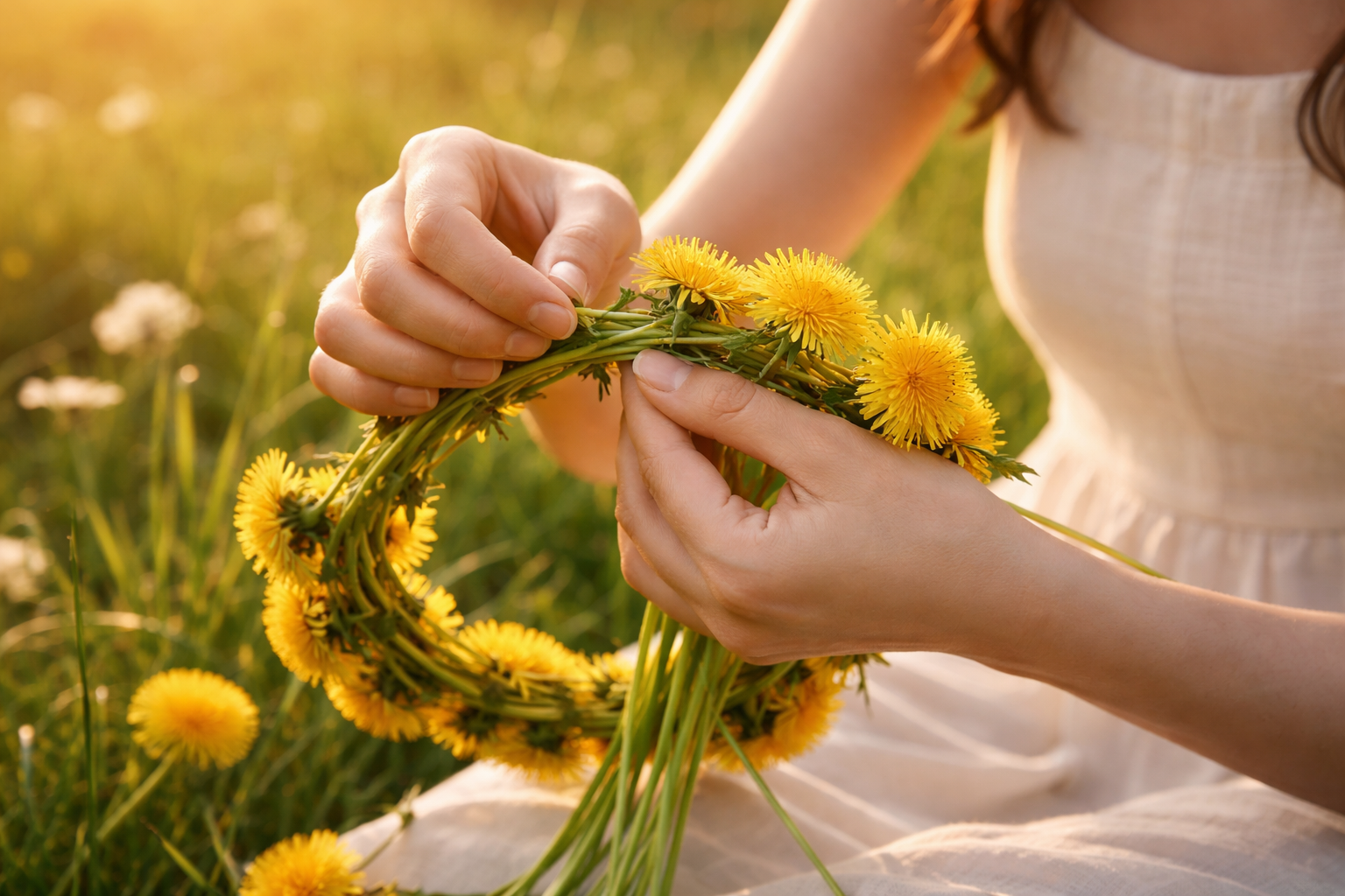 Мастерим себе цветочную корону: как сплести венок из одуванчиков схема