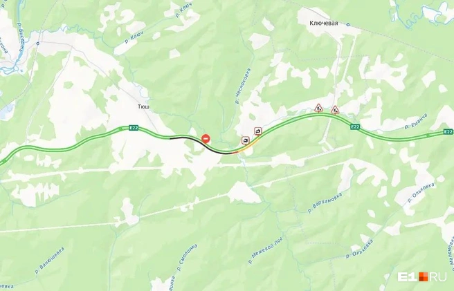 Движение закрыли по направлению в Екатеринбург | Источник: «Яндекс Карты»