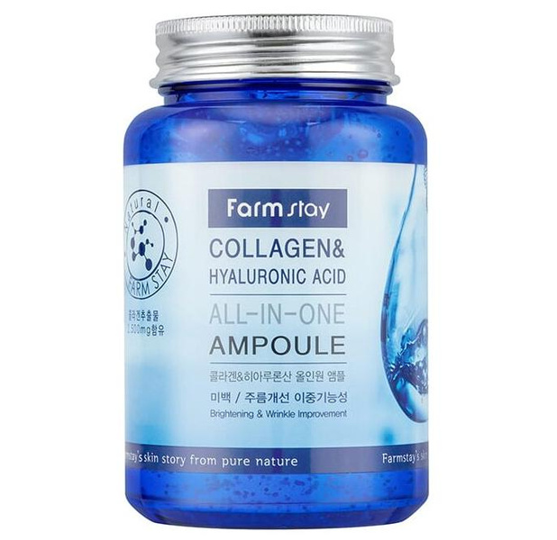 Сыворотка для лица с гиалуроновой кислотой и коллагеном Farmstay Collagen & Hyaluronic Acid All-In-One Ampoule 