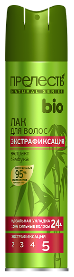 Прелесть Professional Лак для волос Bio с экстрактом бамбука, экстрасильная фиксация
