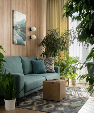 Очень много растений: квартира 65 м² в Минске для творческой семьи, кошки и попугая