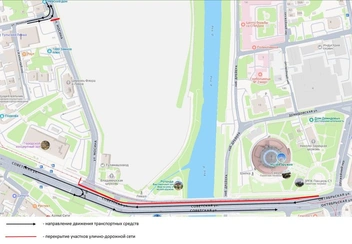 Красным отмечен участок, где автомобилисты не смогут проехать
