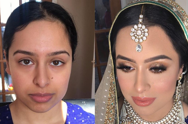 Жених не узнает! Арабские невесты с макияжем и без — 12 фото