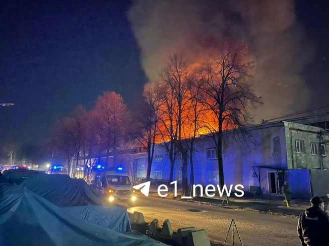 Горела тысяча квадратных метров: что известно о пожаре возле завода в Екатеринбурге | Источник: читатель E1.RU