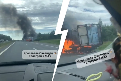 Грузовик сгорел на М-8 в Ярославской области