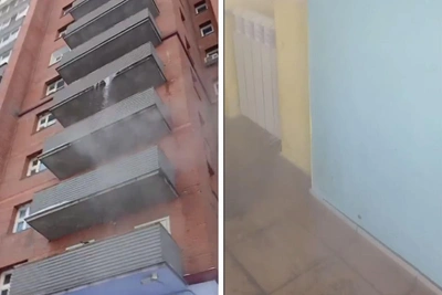 Водопад кипятка полился с балкона дома в Новосибирске