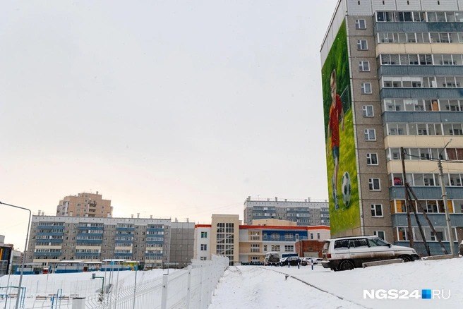 Красивый мурал скрашивает окружающий градостроительный сюр | Источник: Мария Ленц / NGS24.RU