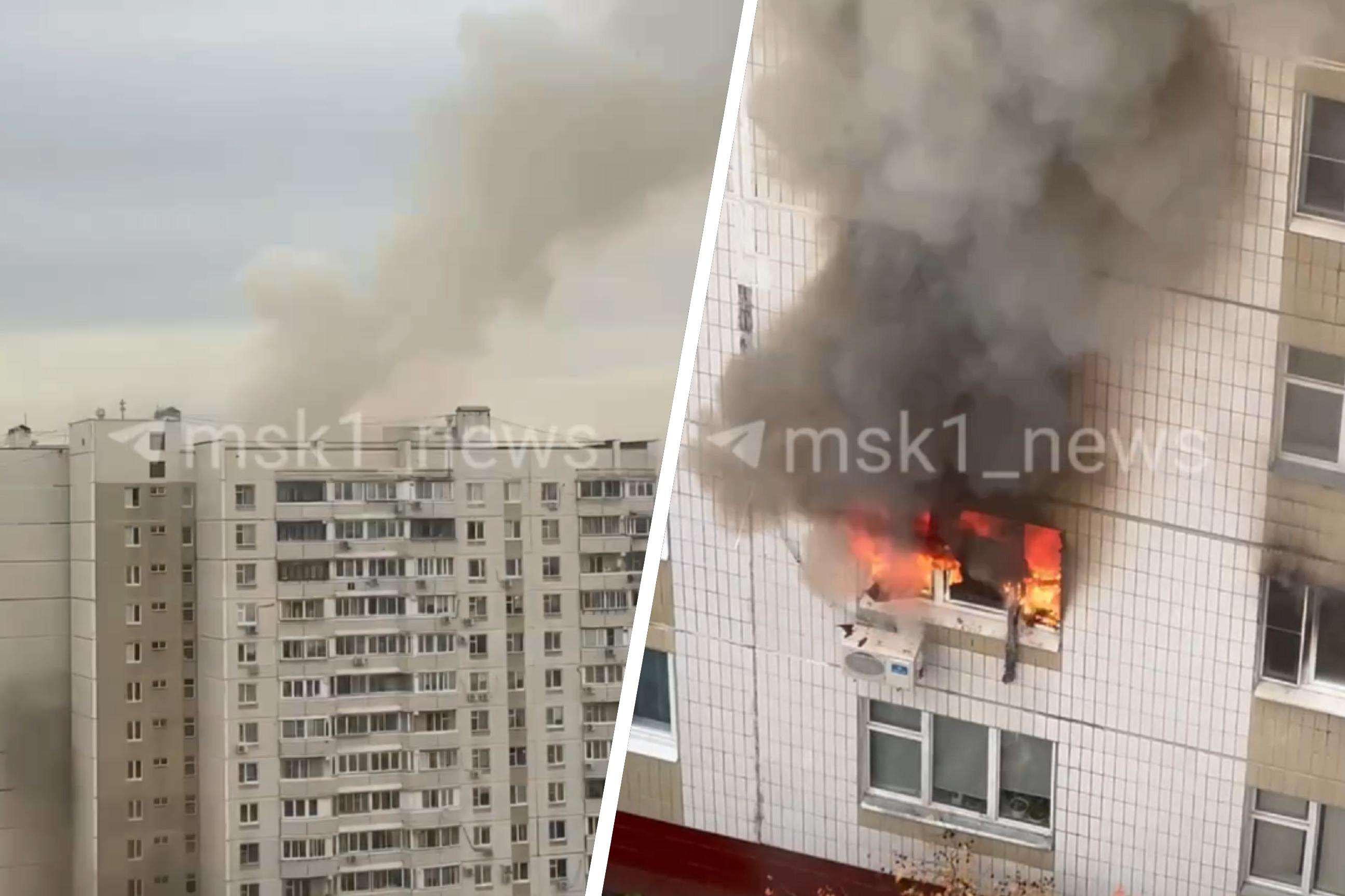Пламя валит из окон. На северо-востоке Москвы полыхает квартира: видео