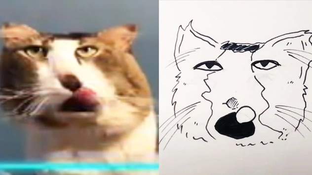 Художница применила фильтрTime Warp к видео с котами и зарисовала то, что получилось (видео)