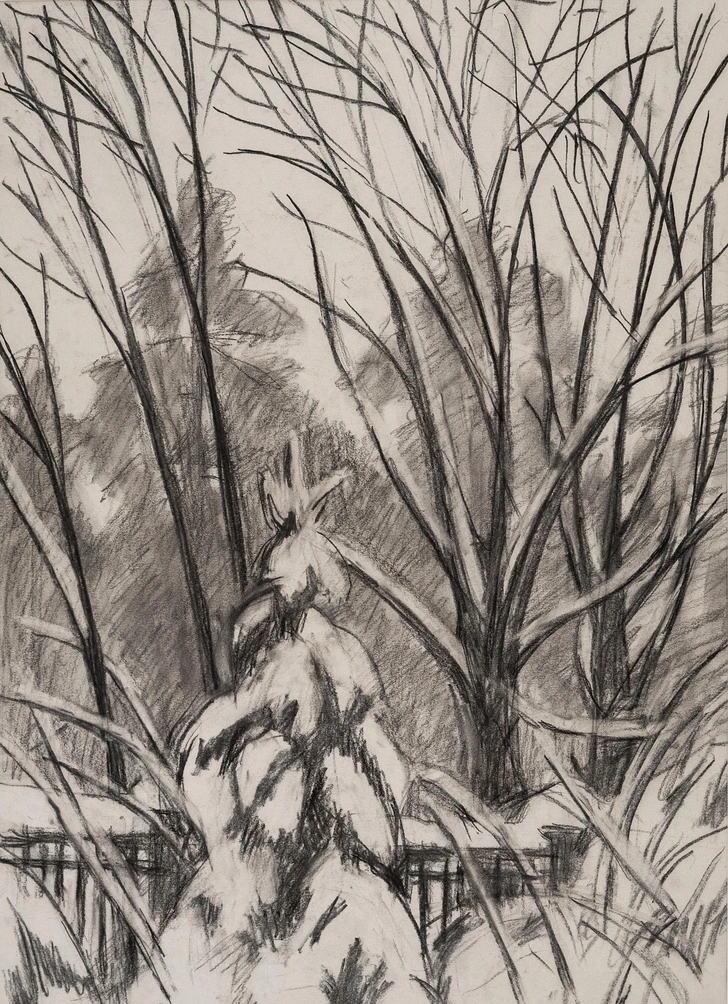 Татьяна Шишмарева. Зима в Комарово, 1992. Бумага, уголь, 51×36&nbsp;см. | Источник: архив пресс-служб