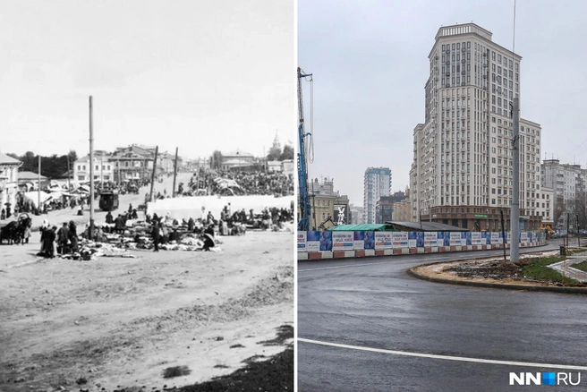 Какой была площадь Свободы в Нижнем Новгороде, когда называлась Острожной | Источник: Pastvu.com, Наталья Бурухина / NN.RU