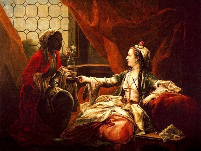 Картина «Султанша, пьющая кофе» Шарля Андре ван Лоо, 1747 год. | Источник: Wikimedia Commons