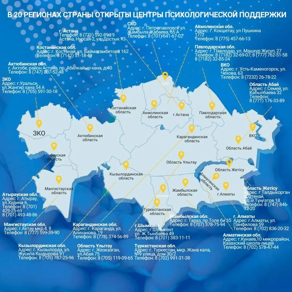 По всему Казахстану начали работу центры психологической поддержки детей. Вот их адреса и телефоны