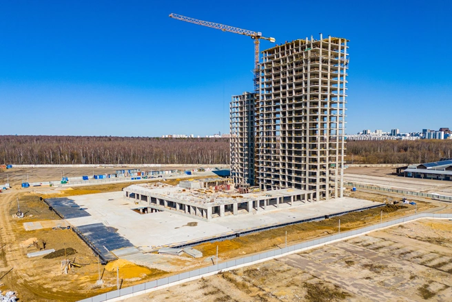 Готовность первого дома сейчас составляет 12% | Источник: Брусника