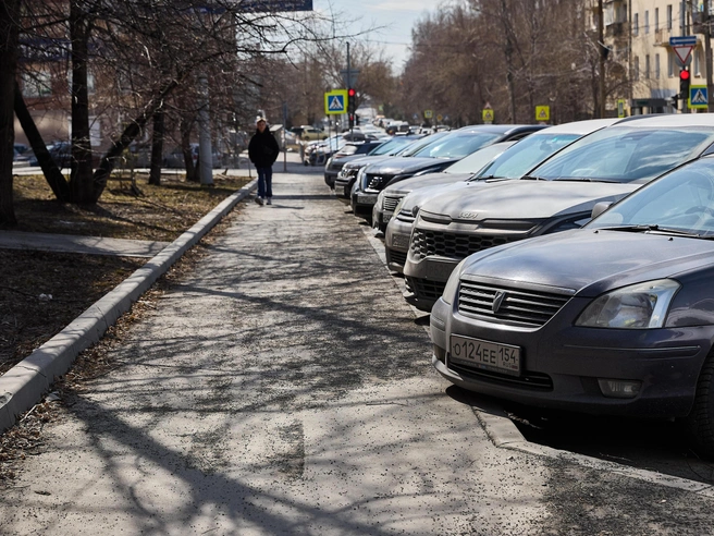 Разбросанная гранитная крошка образует на тротуарах подобие грязевого пляжа. | Источник: Александр Ощепков / NGS.RU
