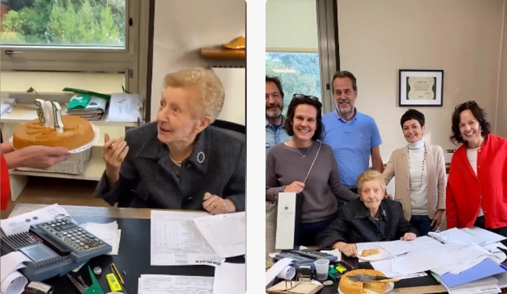 «На пенсию не собираюсь»: 105-летняя женщина отметила юбилей на рабочем месте | Источник: скриншот видео из соцсетей