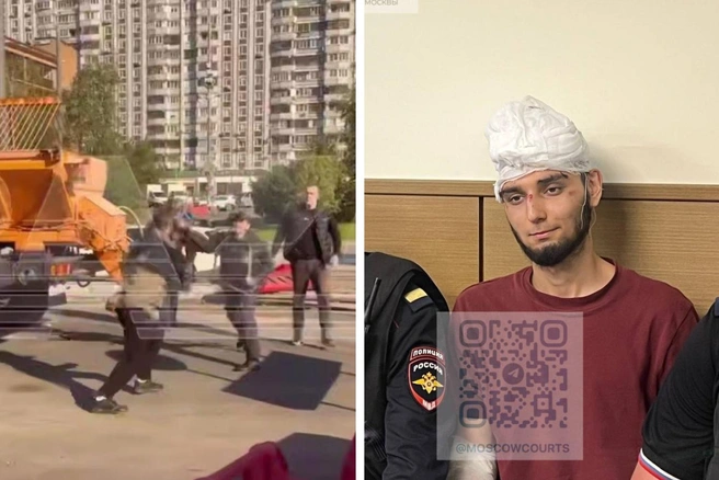Террорист бросил бутылку с зажигательной смесью на заправке и напал на полицейских с ножом | Источник: Baza / T.me, Суды общей юрисдикции города Москвы / T.me