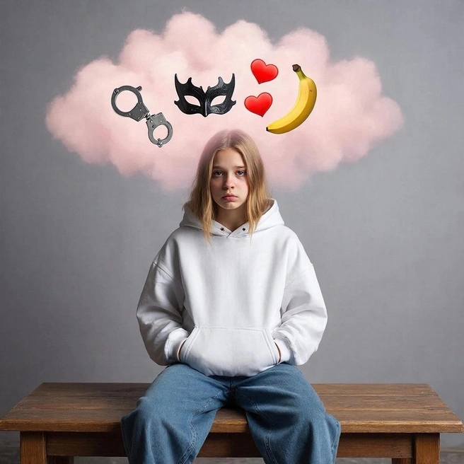 Внешне девушка не выглядит сексуально раскрепощенной | Источник: нейросеть GigaChat