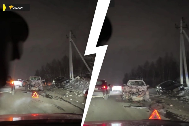 Переднюю часть кроссовера сильно помяло | Источник: «АСТ-54 Black» / Телеграм