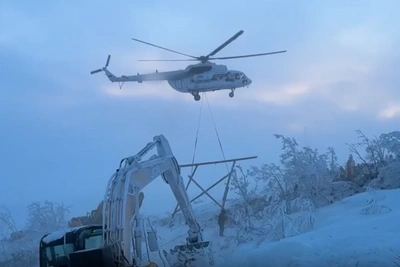Andrei Chibis: Second power line support installed via helicopter