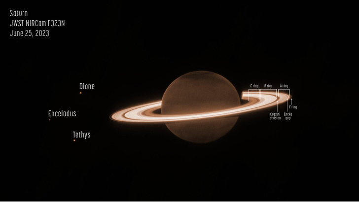 Космический телескоп «Джеймс Уэбб» сфотографировал Сатурн и его кольца