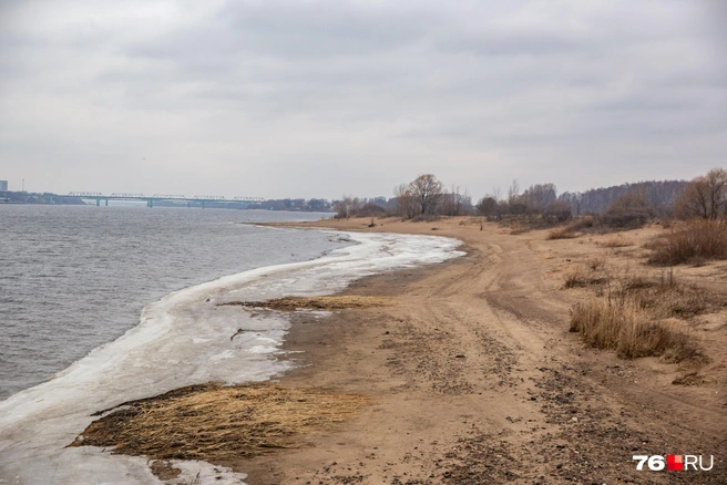 С этого ракурса четко видно, насколько отошла вода | Источник: Кирилл Поверинов / 76.RU