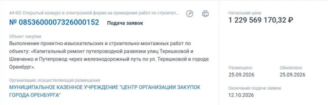 За объект готовы заплатить больше миллиарда рублей | Источник: «Госзакупки»