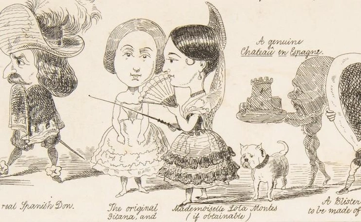 Лола Мендес изображена на фрагменте рисунка «Вероятные результаты промышленности всех наций в 51-м году», 1850 г. | Источник: Legion Media