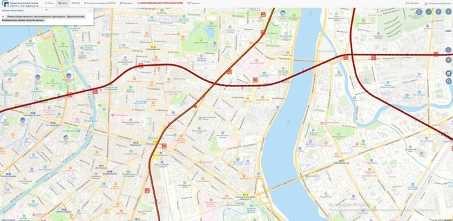 В Генплане трассировка более прямая на участке от площади Восстания до Смольного | Источник: Градпортал КГА