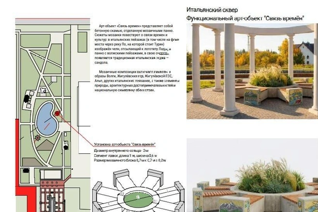Пока ротонда в «Итальянском сквере» стоит невостребованная, люди не понимают, чем им там заняться. Но, если поставить внутрь лавочки с мозаичной отделкой, люди на них присядут и все рассмотрят&nbsp;— так предположили авторы проекта | Источник: «Центр урбанистики ТГУ» / vk.com