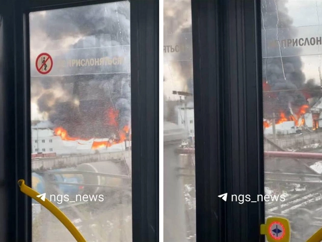 На кадрах видно, что крыша здания уже сгорела. | Источник: читатель НГС
