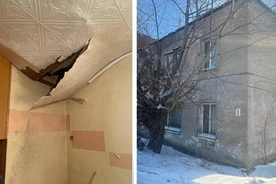 Ceiling collapses in elderly Omsk woman's apartment; building declared unsafe